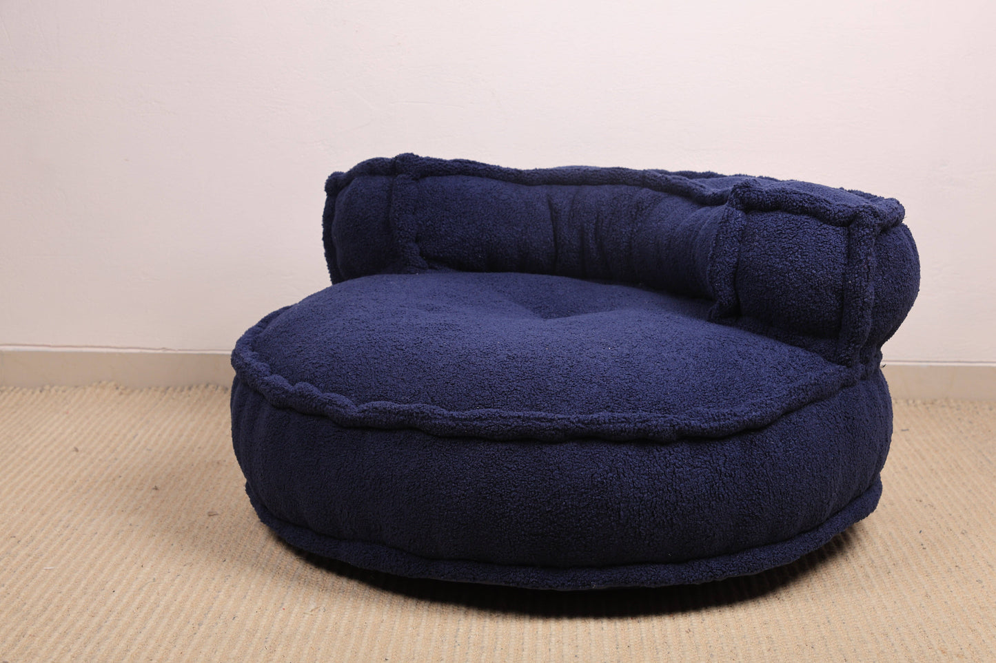 Blue Boucle Floor Sofa Chair – Modern Lounge Seating