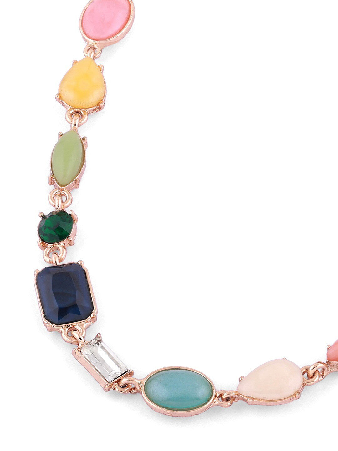 Gold Plated Necklace – Fashion Jewelry – Alloy, Blue Accent – 52cm Length