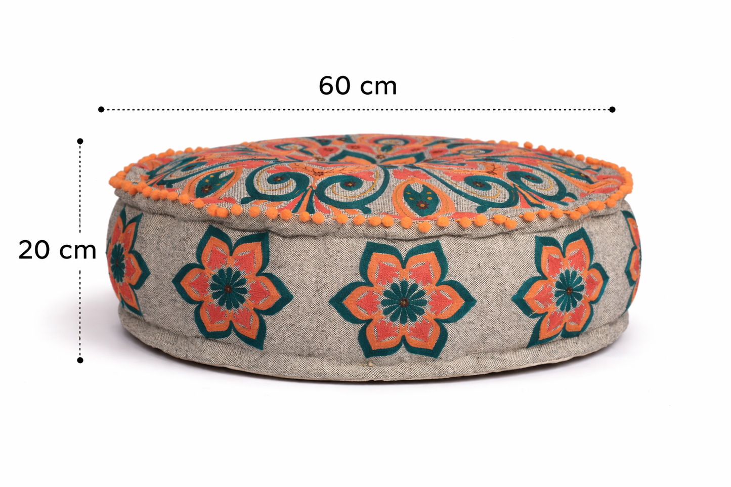 Multicolor Mandala Cotton Pouf Ottoman