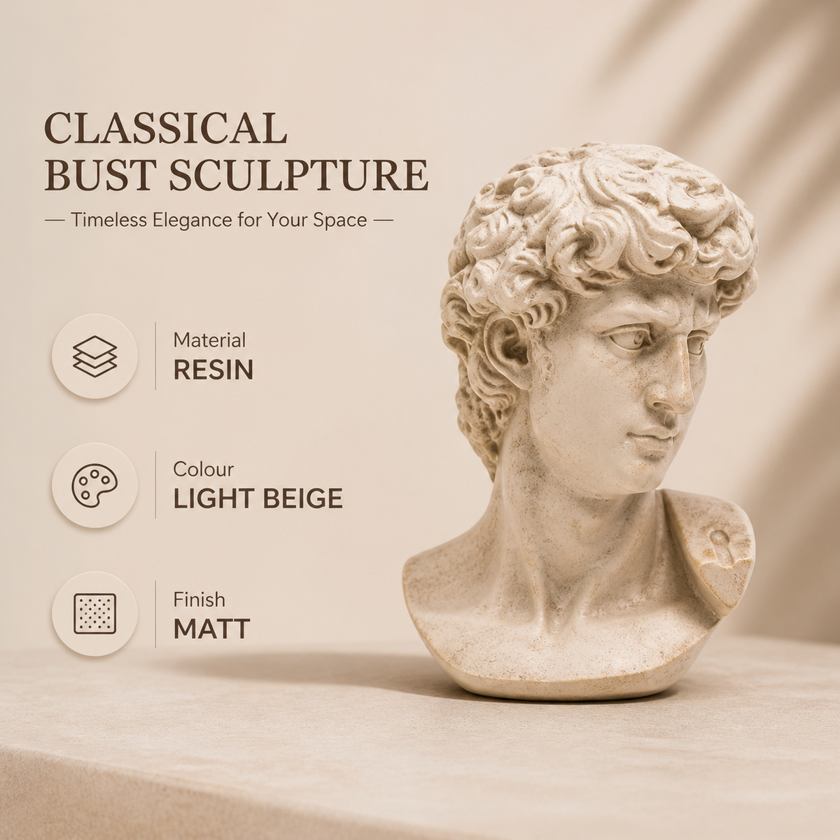 Beige Monochrome - Classical Bust Sculpture