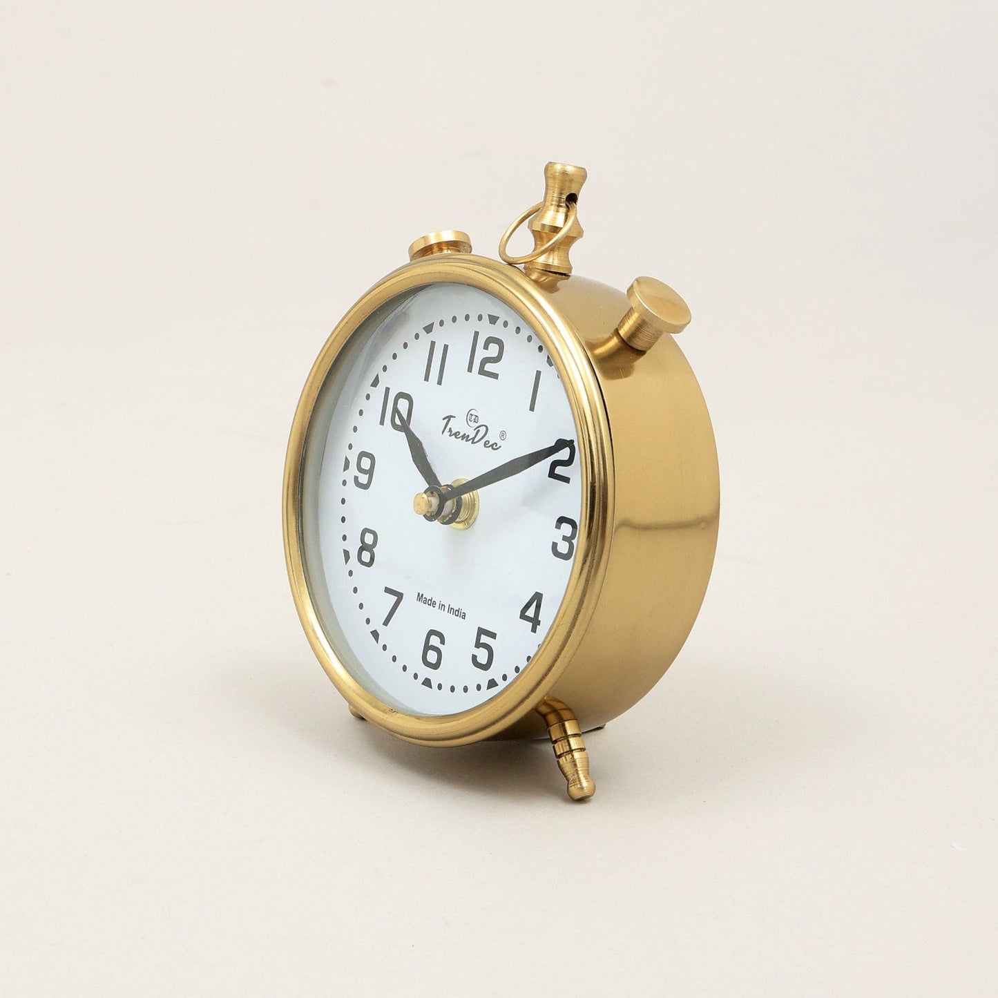 Vintage Gold Alarm Table Clock – White Dial