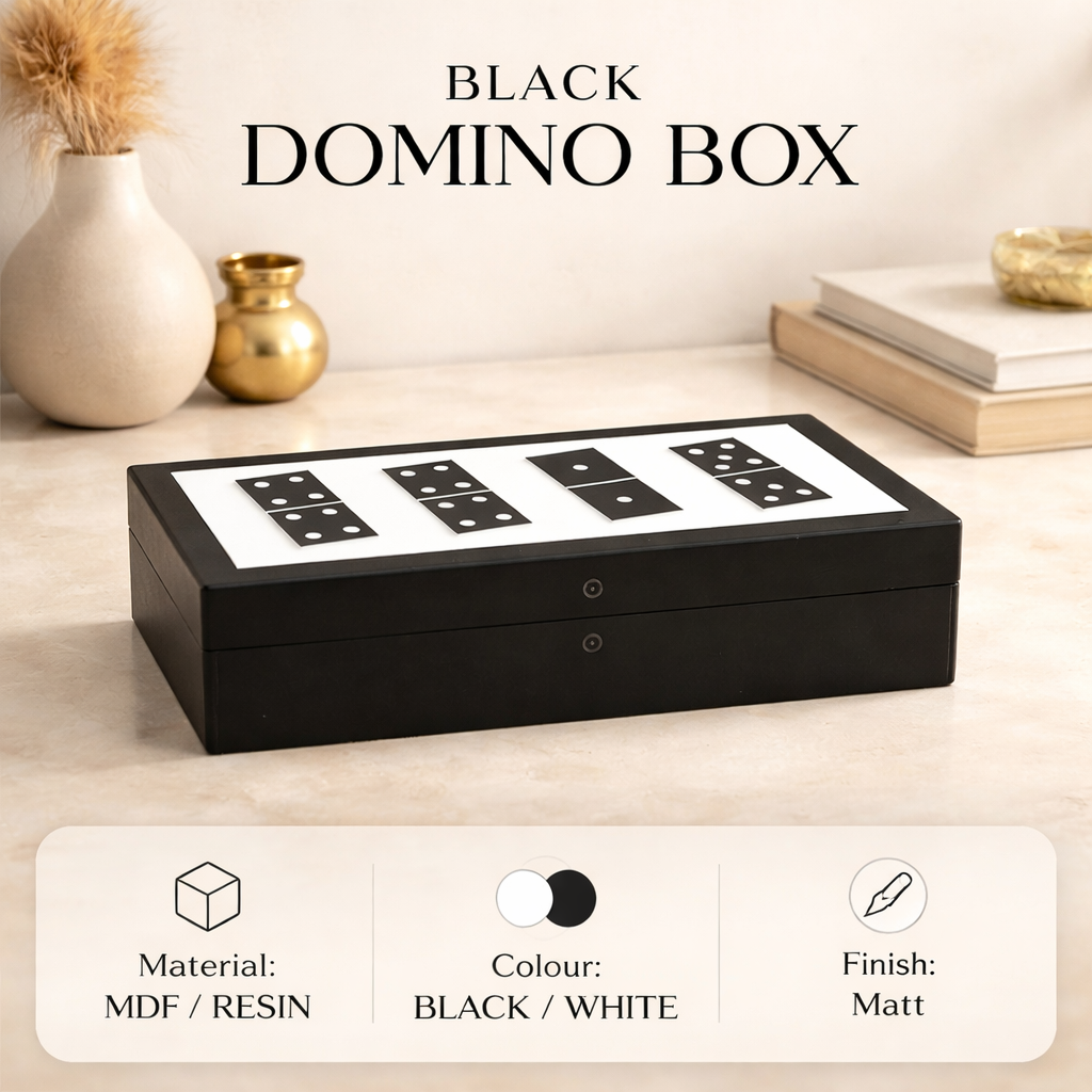 Luxury Black Domino Set – Resin Tiles & MDF Box