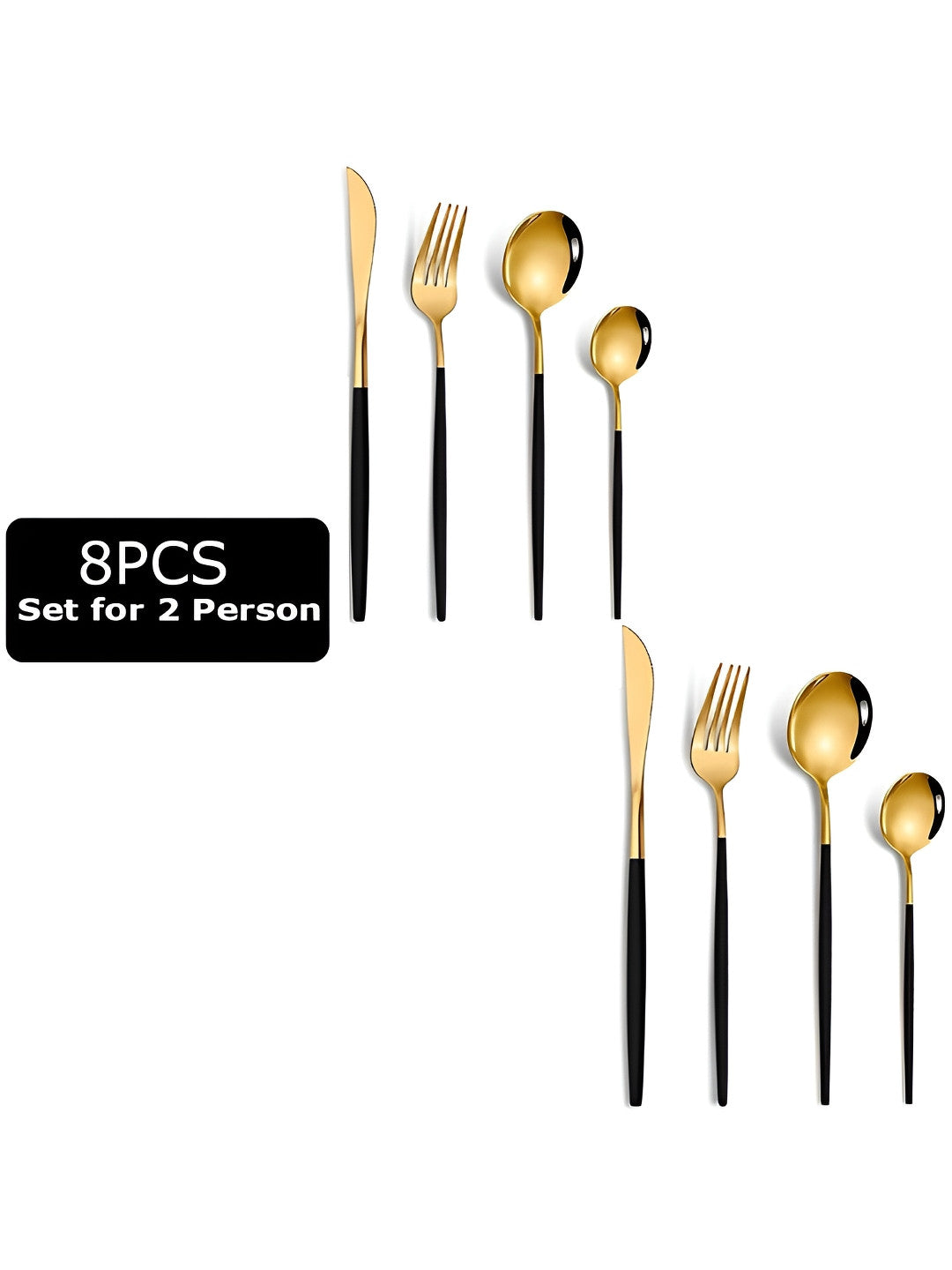 8 pcs Black Stainless Steel Cutlery Set – Flatware Collection