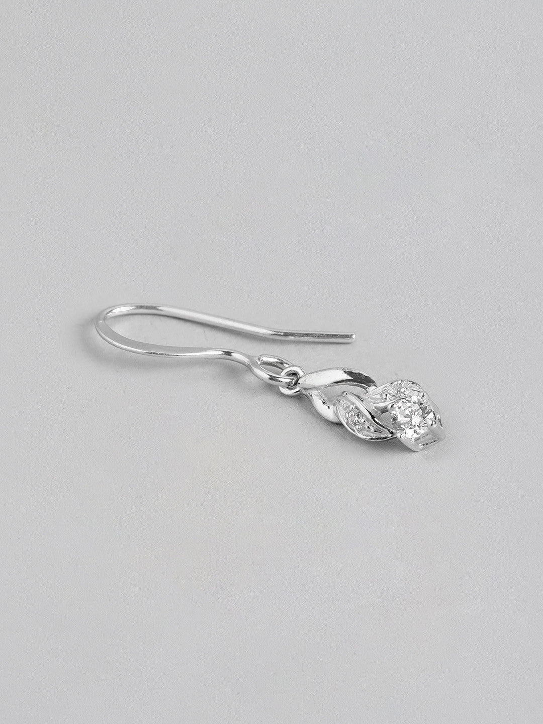 Dangling CZ Drop Earring – Sterling Silver Jewellery – Rhodium Plated – 1.5cm Length