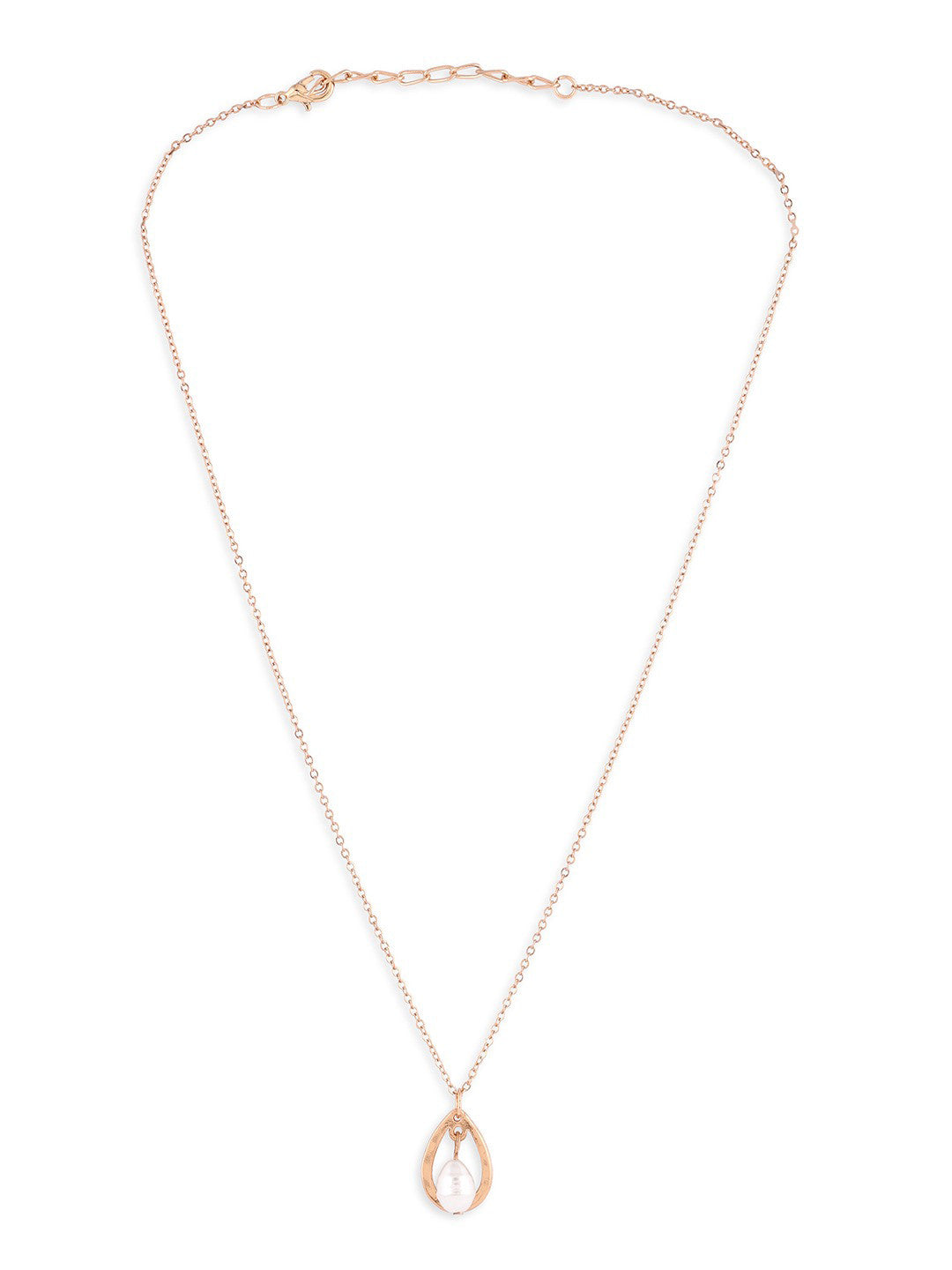Gold-Toned & White Gold-Plated Chain – Pearl Embellished – Alloy – 26.5cm