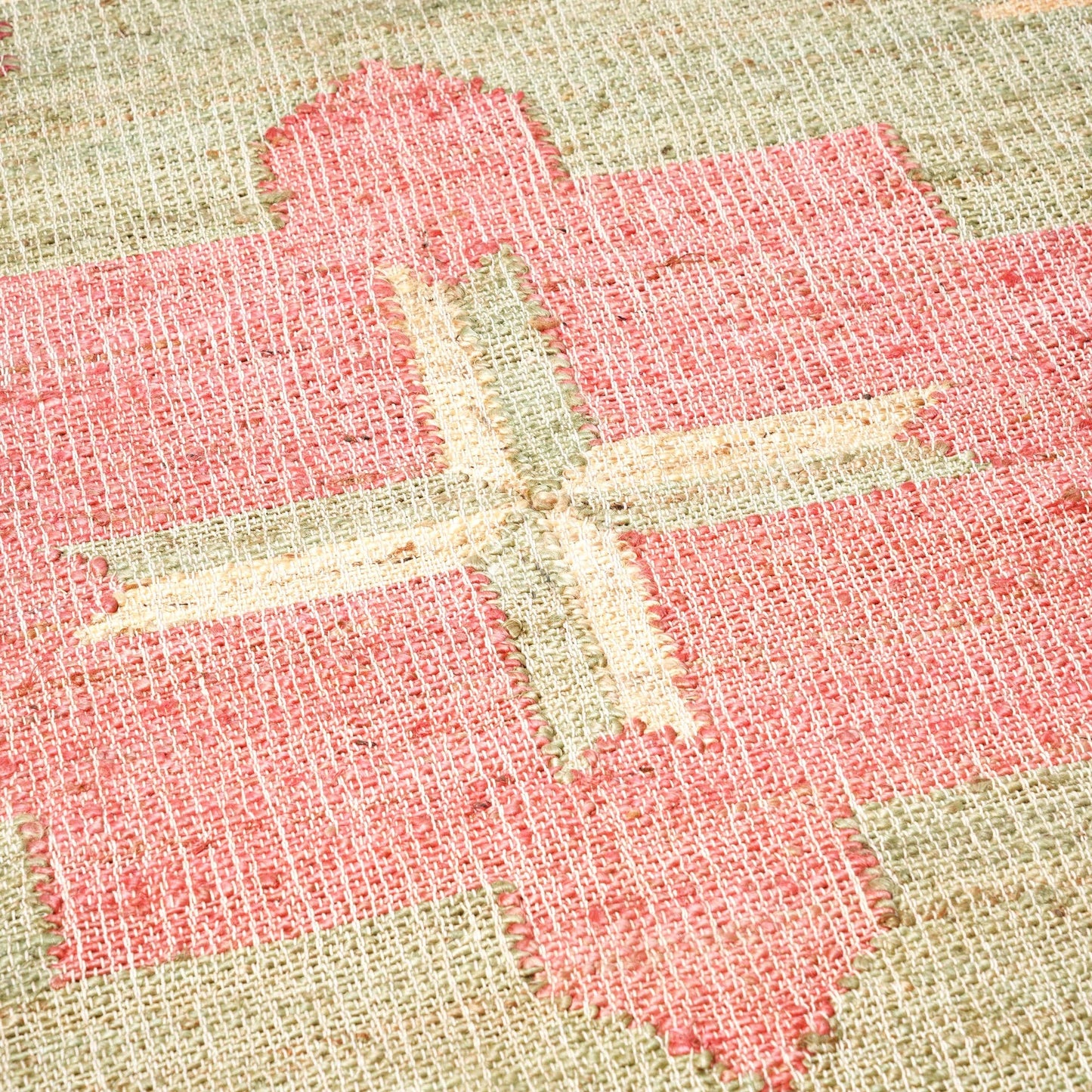 Hand Woven Kilim Rug – Jute & Cotton | Red & Natural