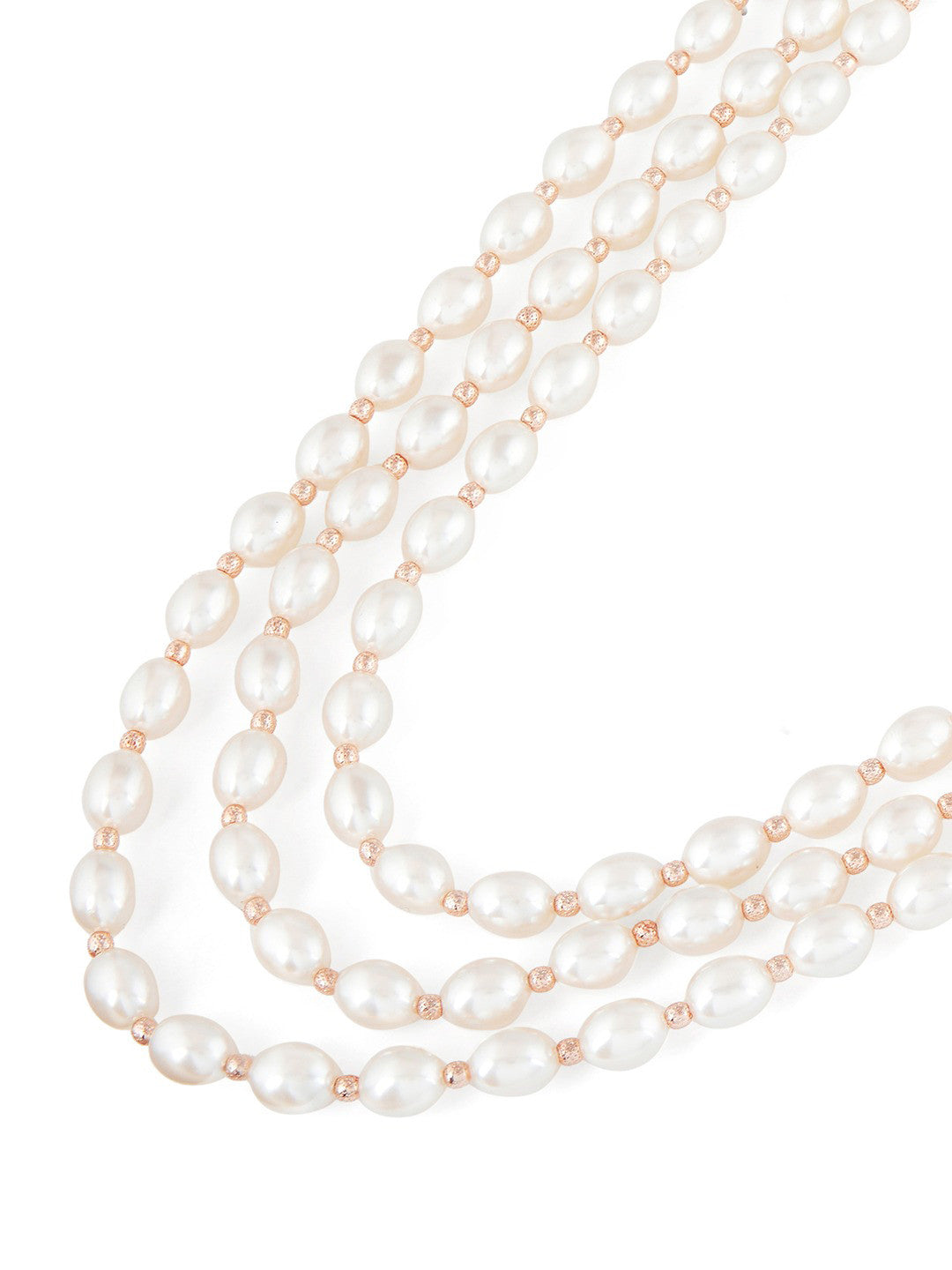 Rose Gold-Plated Layered Necklace – Adjustable Necklace – Alloy with Pearls – 64cm Length