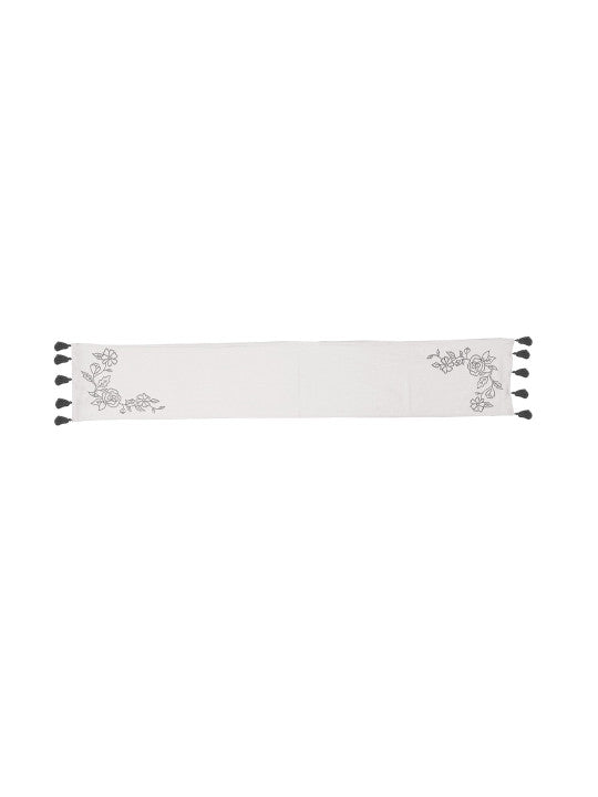 Embroidered Pattern Table Runner – Two-Tone Design – Pure Cotton