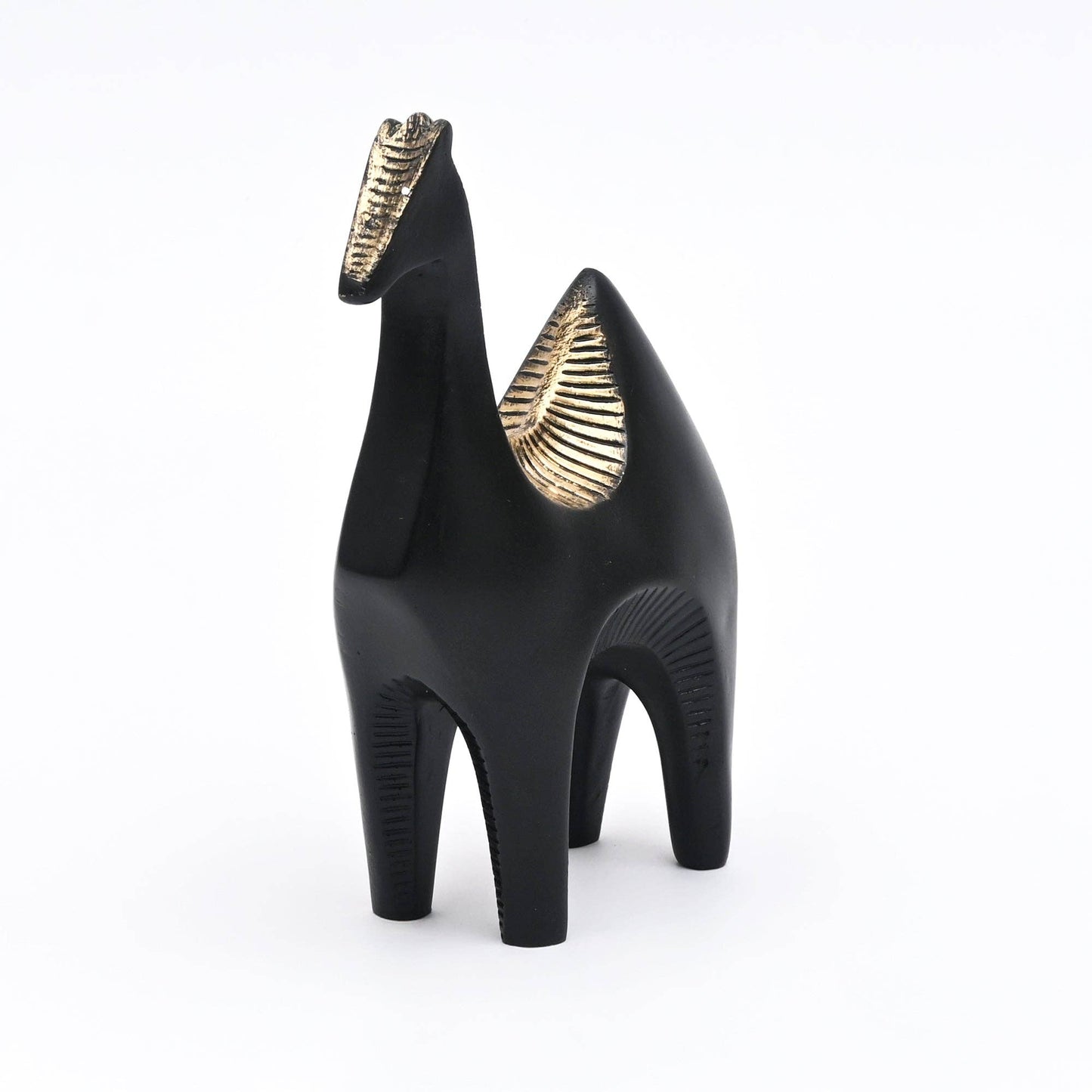 Modern Pasture Camel Sculpture in Black Matte Polyresin