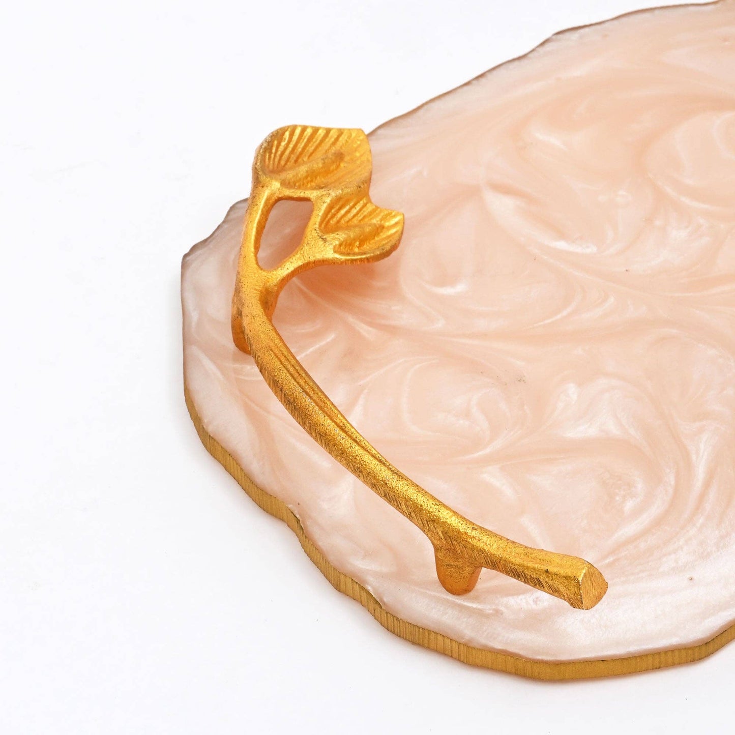 Luxury Marble Finish Serving Tray - Elegant Gold Accents
