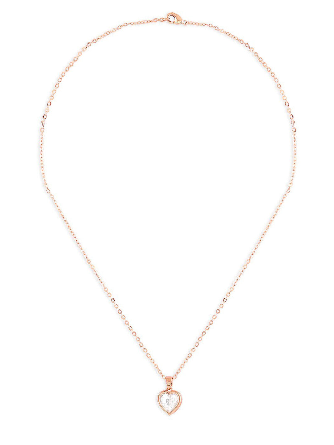 Rose Gold-Plated CZ-Studded Pendant – Necklace – Contemporary Style – 22cm Chain