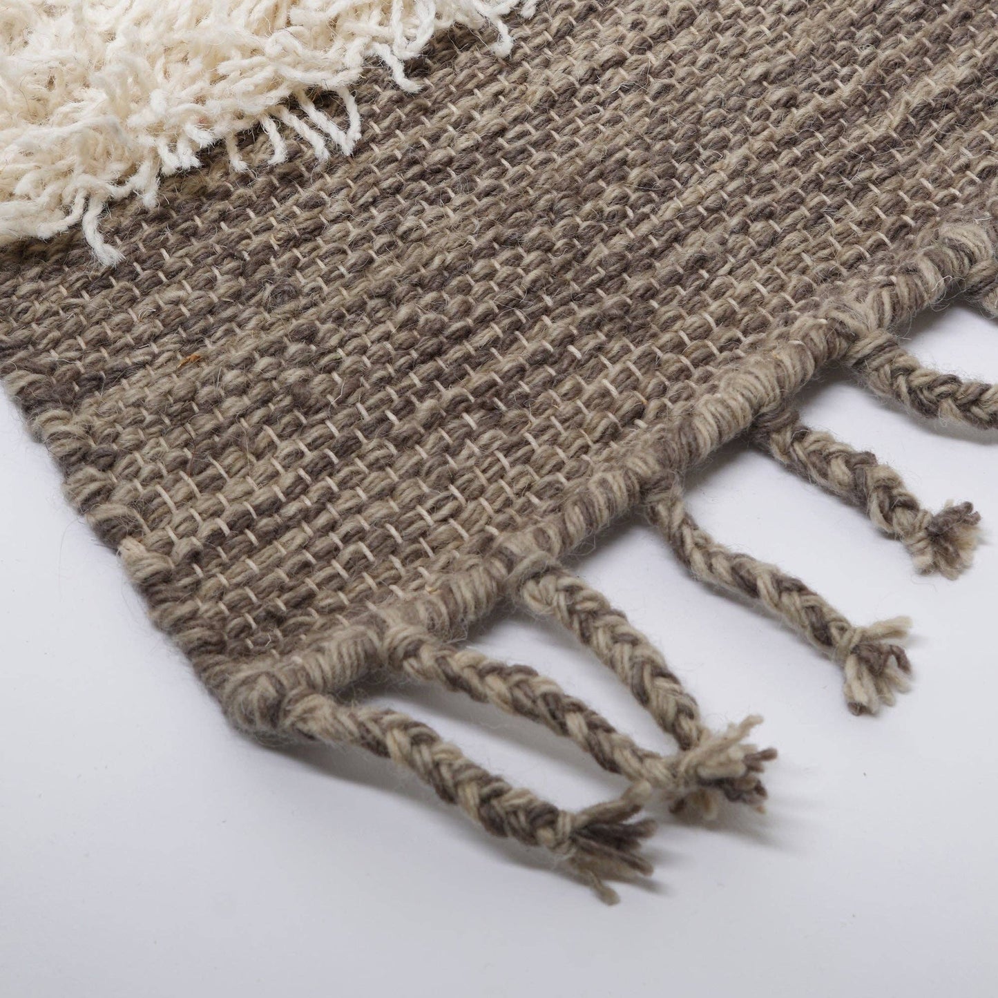 Hand Woven Berber Rug – Wool & Cotton | White & Grey
