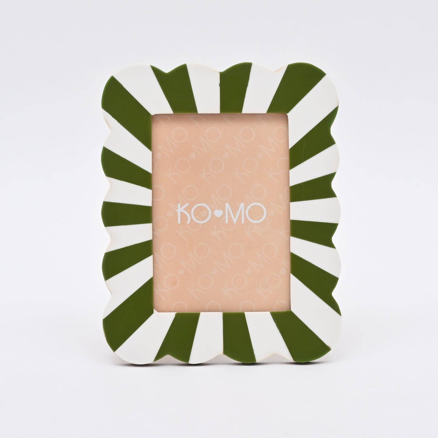 Green & White Scallop Photo Frame 5x7 Inch Resin MDF Décor