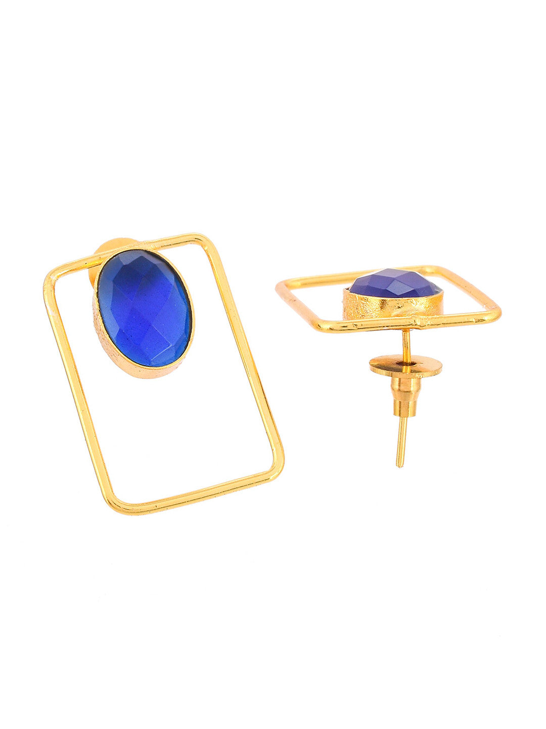 Gold-Plated Contemporary Drop Earrings – Fashion Jewellery – Artificial Stones – 3x2 CM