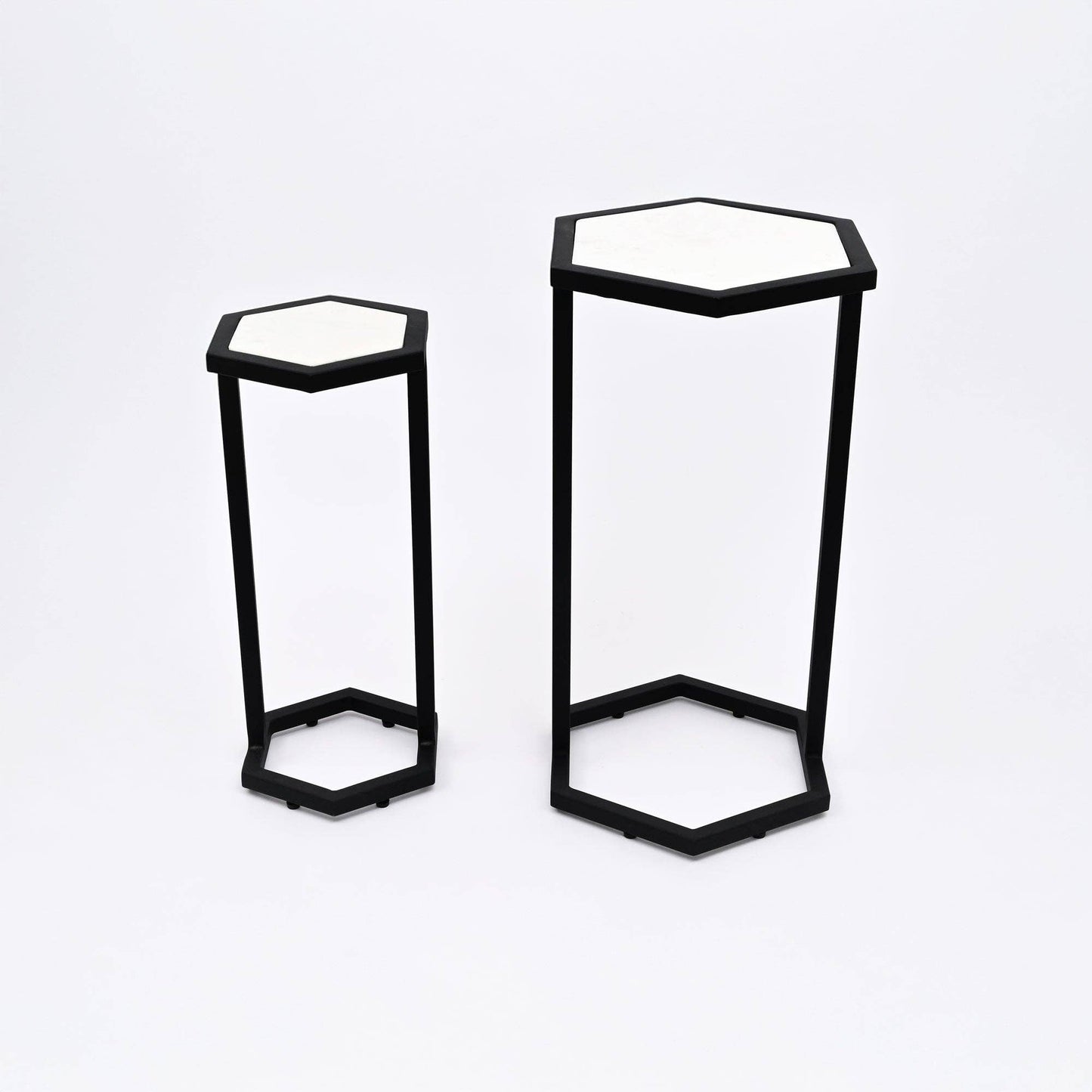 Hexaognal Marble Table  Small Set of 2