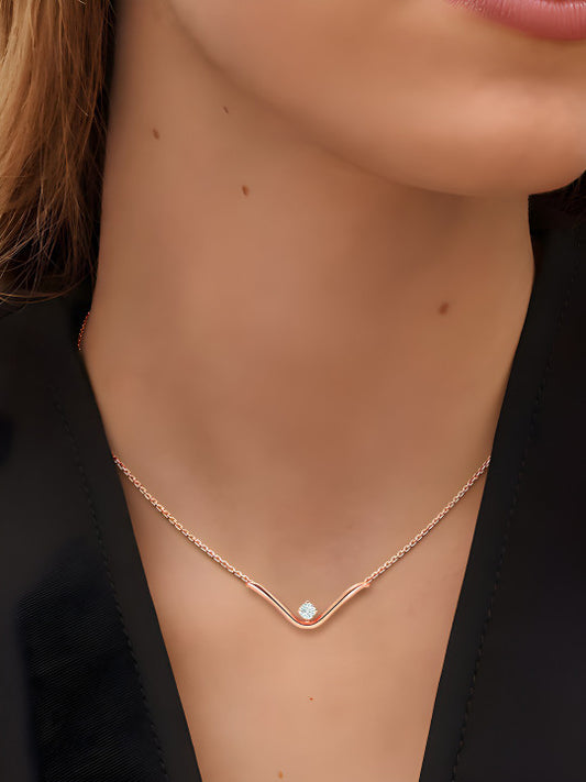 Embellished Statement Necklace – Rose Gold-Plated Brass – Single Unit
