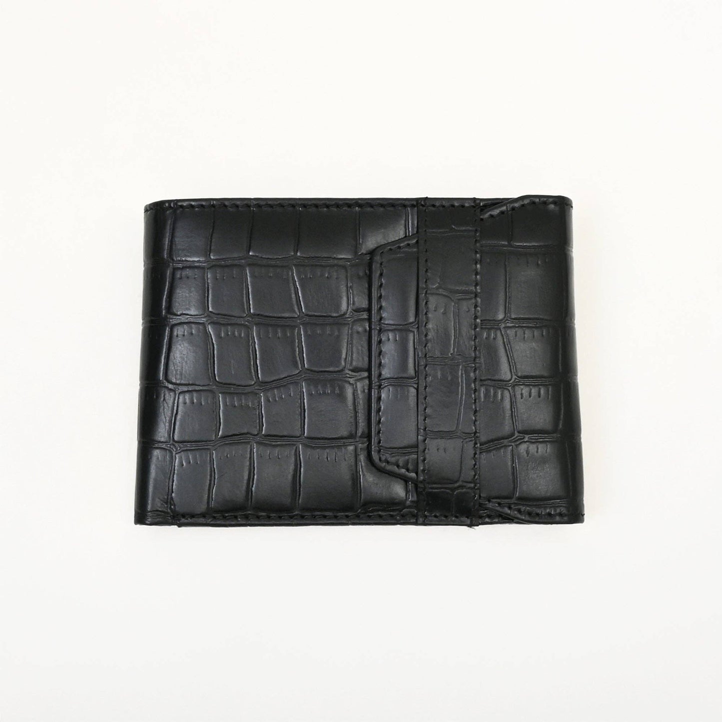 Luxury Black Croc Slim Wallet – Coin & Card Slots for Men