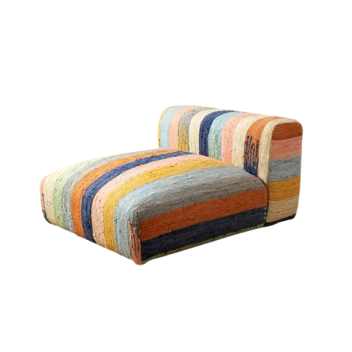 L Shape Floor Sofa In Multi Stripe