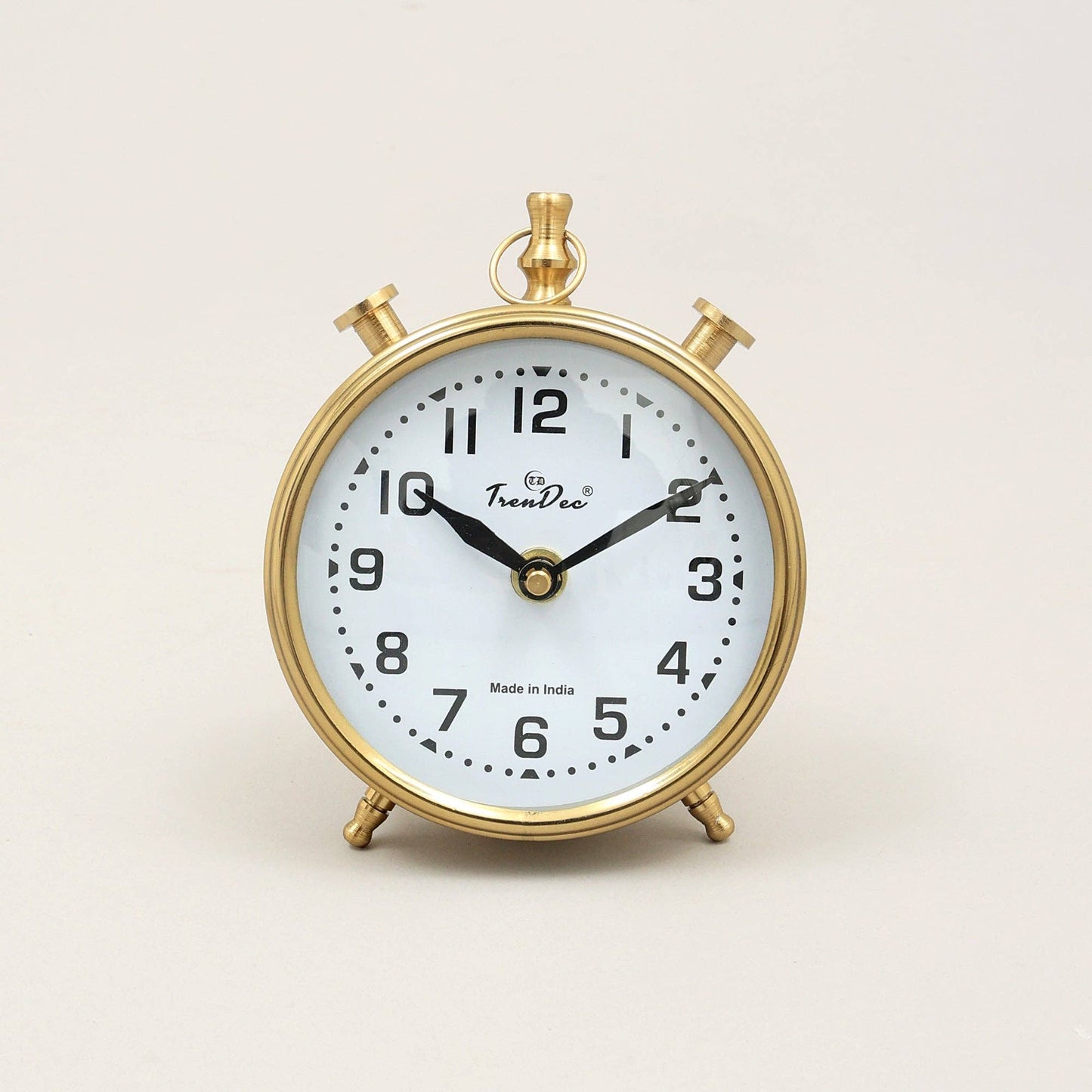Vintage Gold Alarm Table Clock – White Dial
