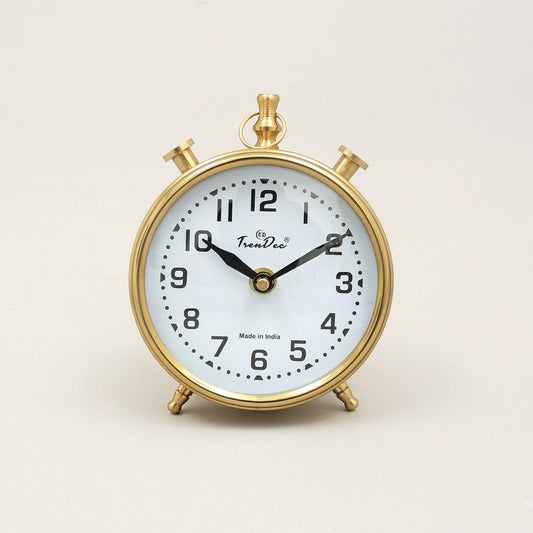 Vintage Gold Alarm Table Clock – White Dial