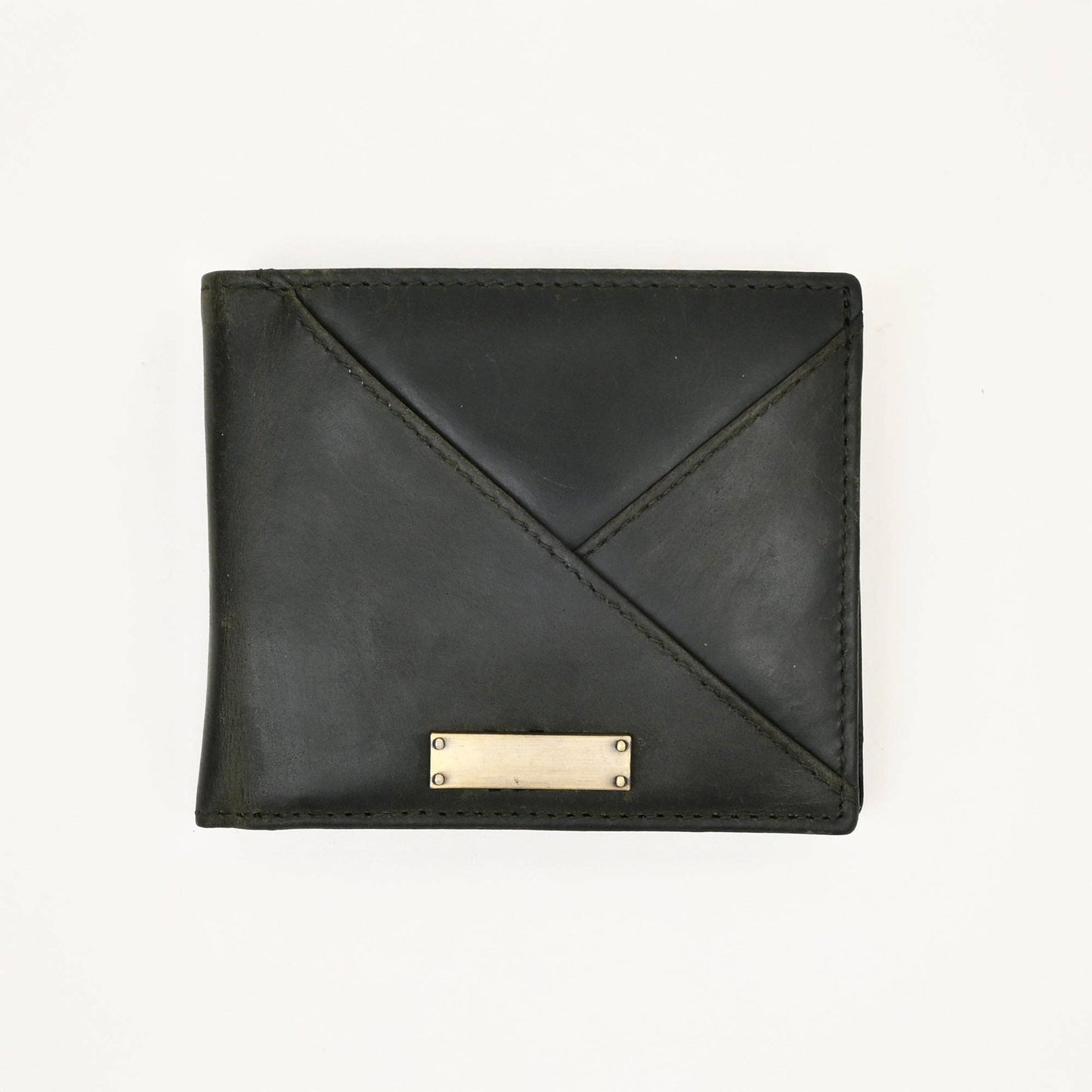 Green Full Grain Leather Wallet with Coin Pocket for Men