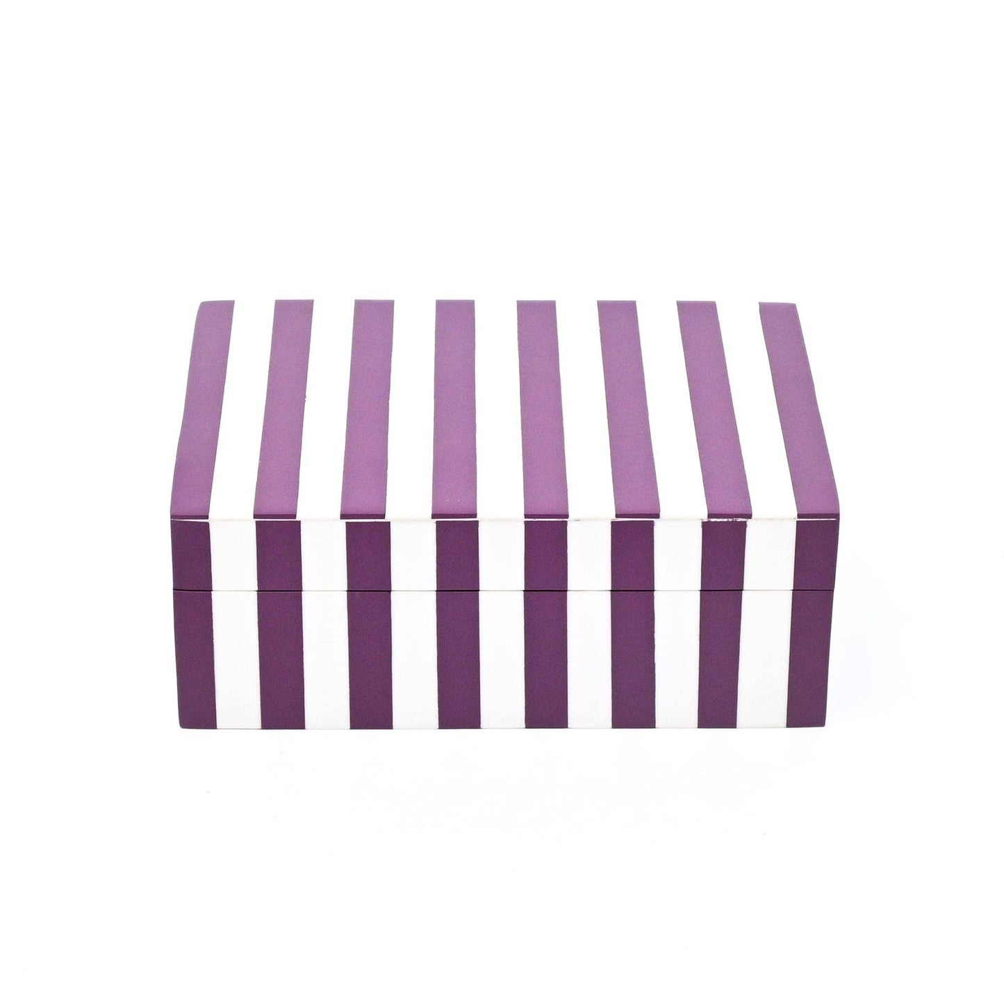 Purple Striped Resin Storage Box Glossy MDF Decorative Case