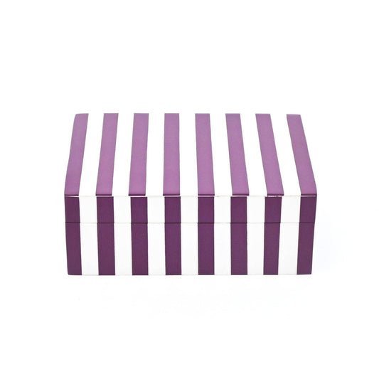 Purple Striped Resin Storage Box Glossy MDF Decorative Case