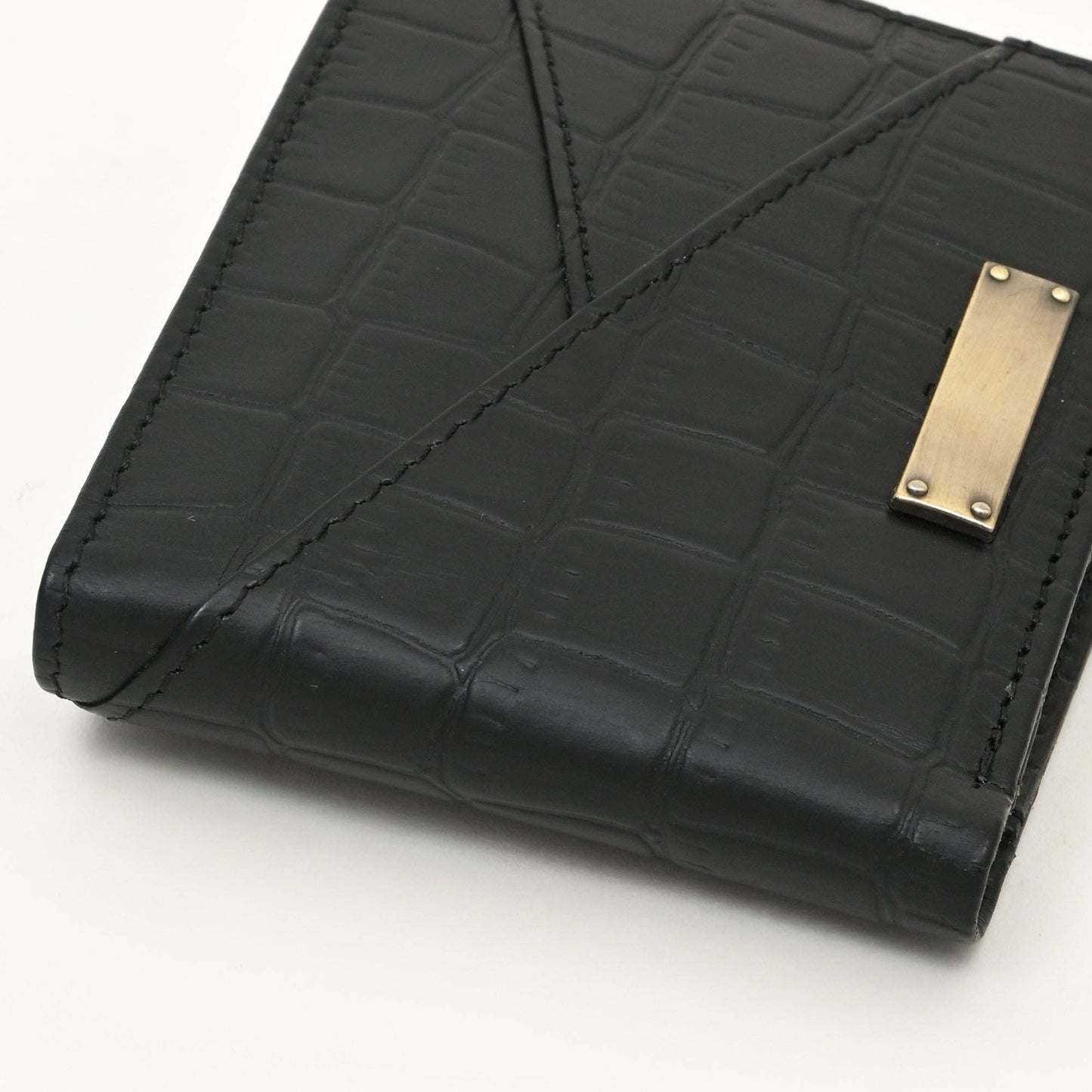 Premium Black Croc Look Napa Leather Wallet – Slim Design