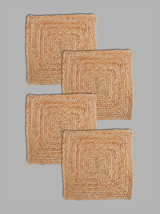 Set of 4 - Square Woven Dining Mats – Dual-Sided Tabletop Covers – Plant-Based Fabric