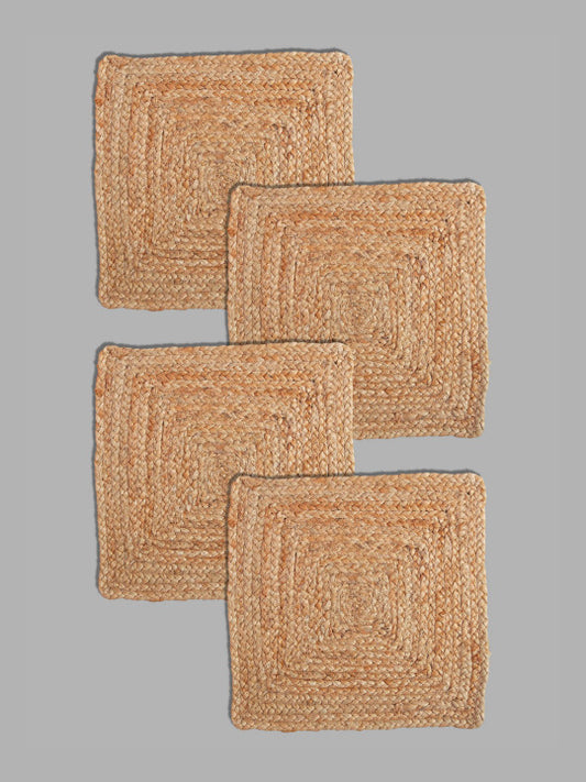 Set of 4 - Square Woven Dining Mats – Dual-Sided Tabletop Covers – Plant-Based Fabric