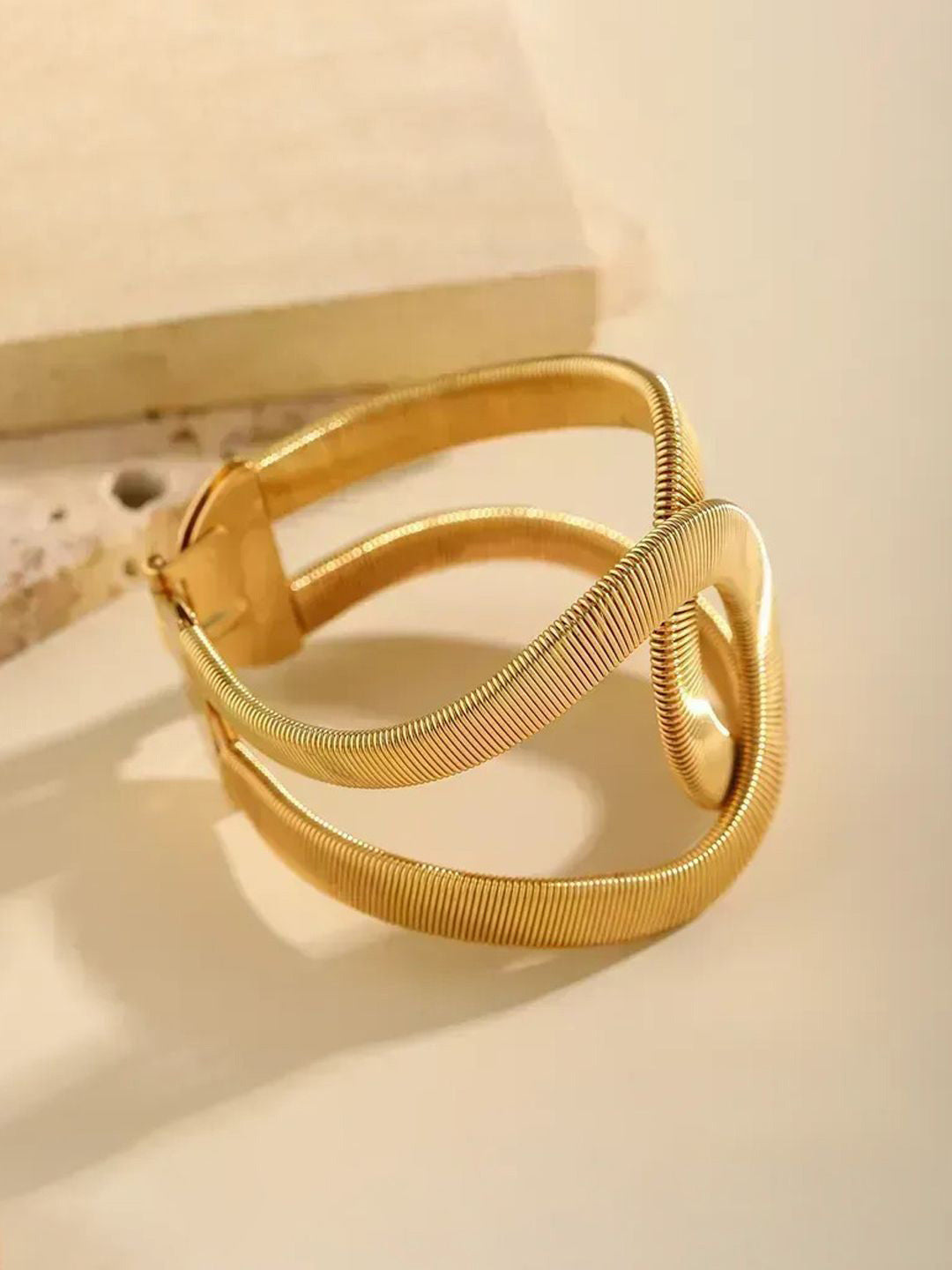 Gold Plated Cuff Bracelet – Fashion Accessory – Alloy, Screw Closure – Single Unit