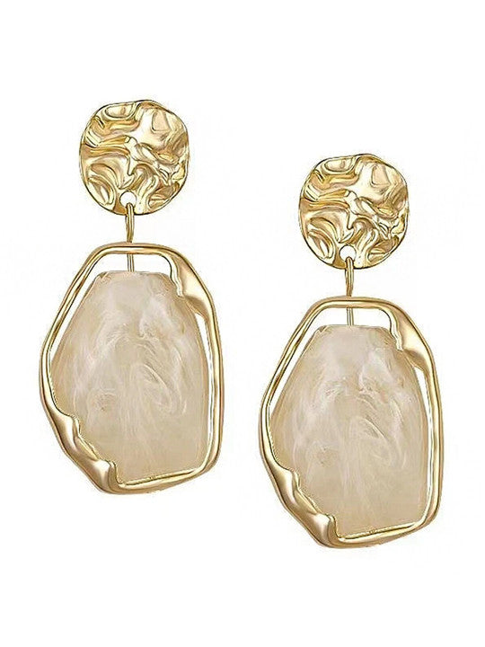 Modern Dangler Earrings – Gilt Finish – Sleek White Design