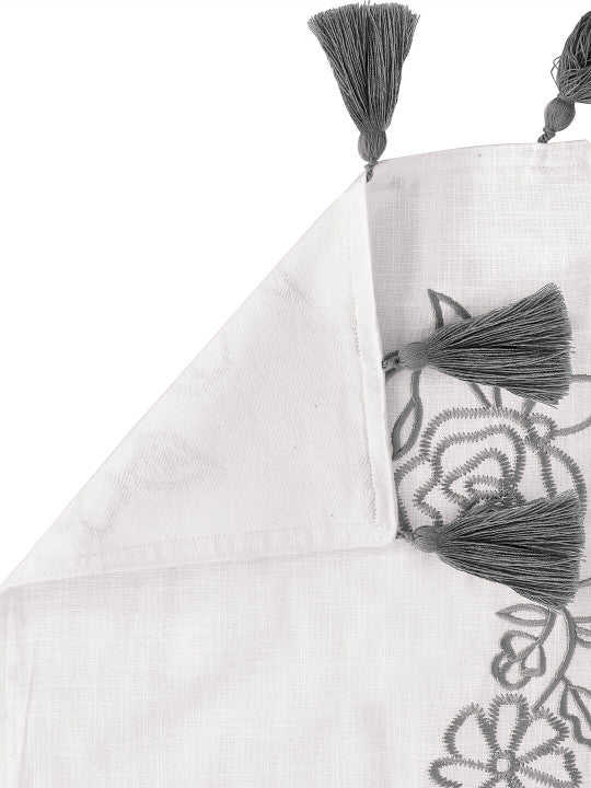 Embroidered Pattern Table Runner – Two-Tone Design – Pure Cotton