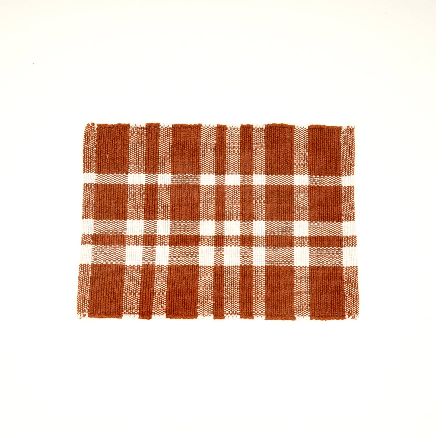 Rust Checker Stripe Placemat – Durable Polyester Table Mat for Dining and Kitchen