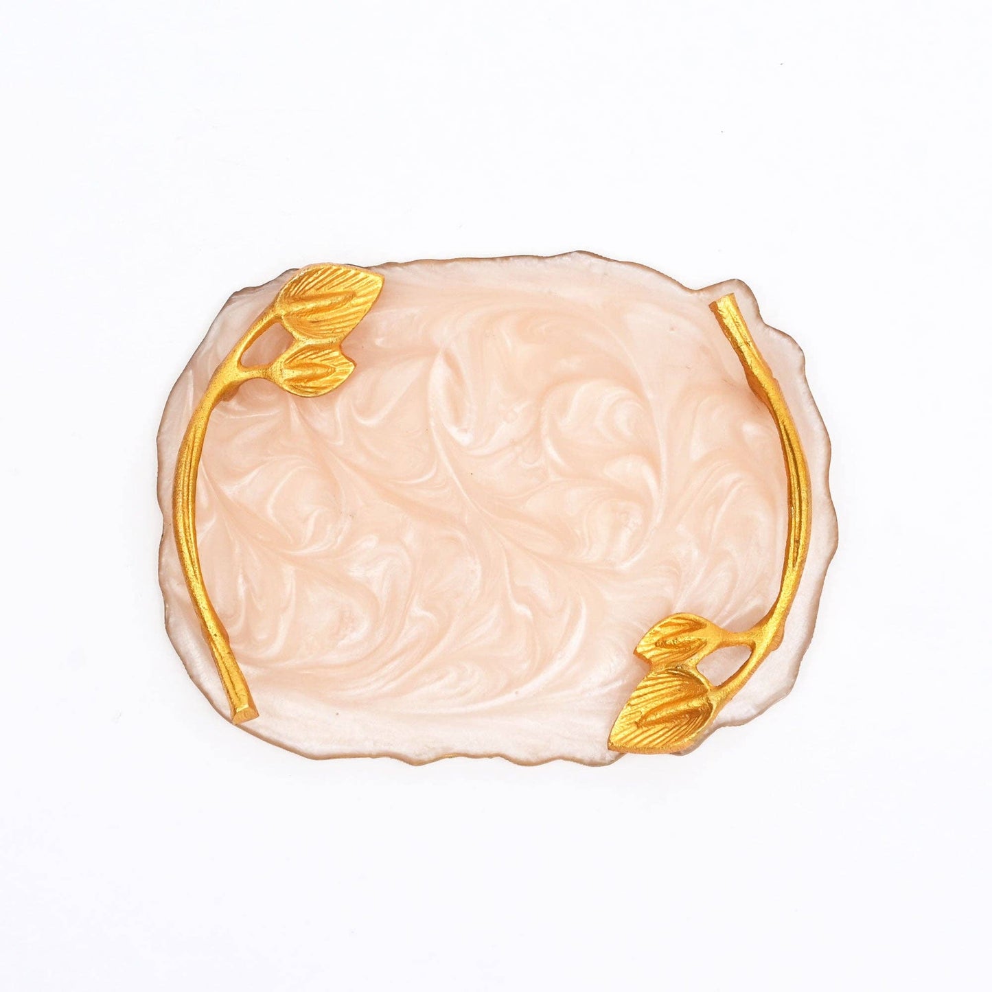 Luxury Marble Finish Serving Tray - Elegant Gold Accents