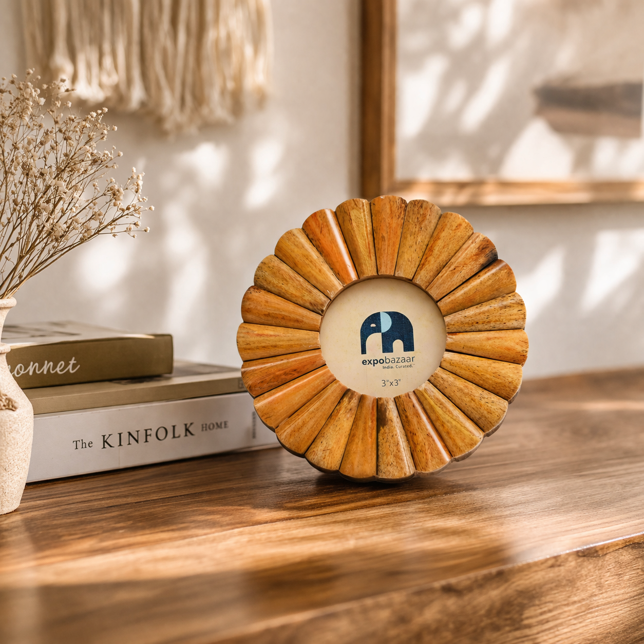 Round Sunflower Resin Photo Frame-Brown