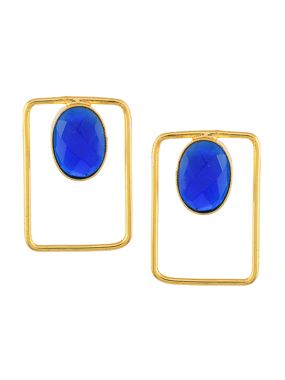 Gold-Plated Contemporary Drop Earrings – Fashion Jewellery – Artificial Stones – 3x2 CM