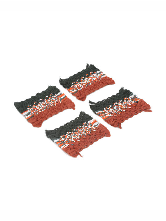 Woven Macrame Coaster Set – Table Decor Accents –  4pc