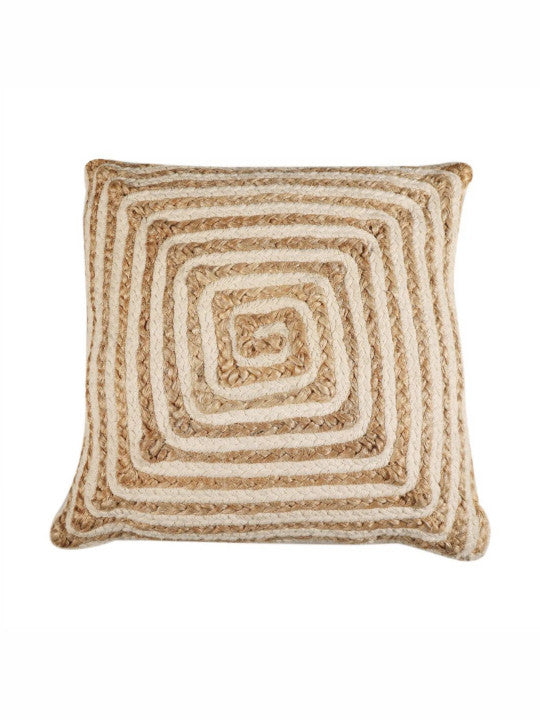Abstract Patterned Throw Pillow Cover – Jute Cotton Blend – 18x18 In