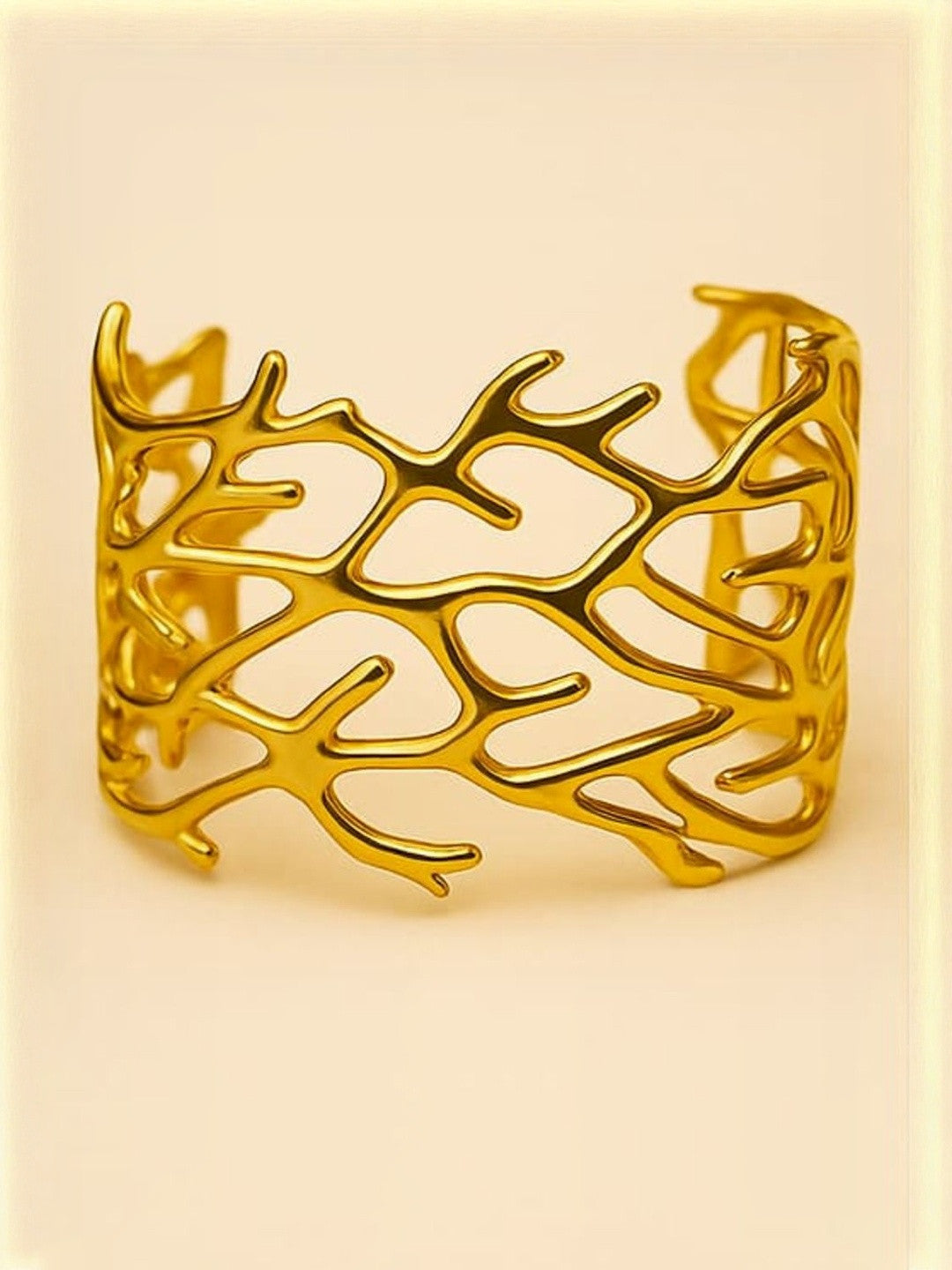 Stainless Steel Gold Plated Cuff Bracelet – Jewellery Accessory – Durable Slip-On Design – 20.3 cm