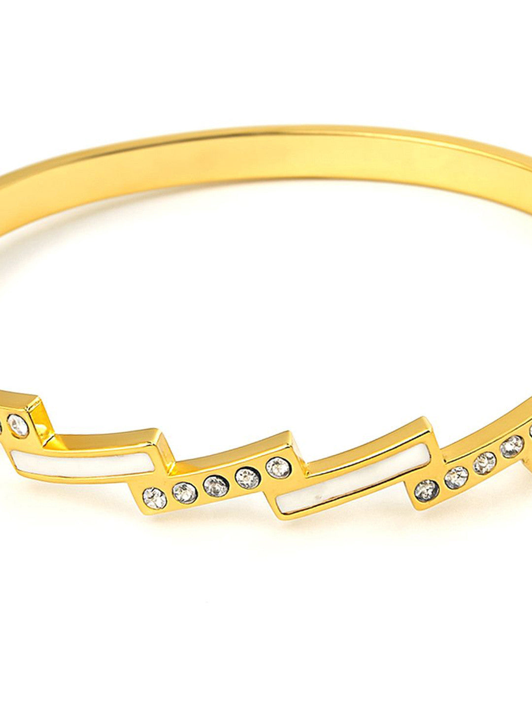 Gold-Plated Artificial Stones Studded Bangle Bracelet – Alloy Base – Individual Piece