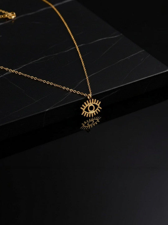 Eye Design Elegant Neck Chain – Gold-Finish Alloy – Lobster Clasp