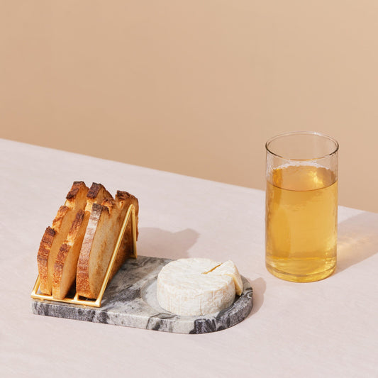 Grey Marble Breakfast Serving Tray - Gold-accented Toast Stand