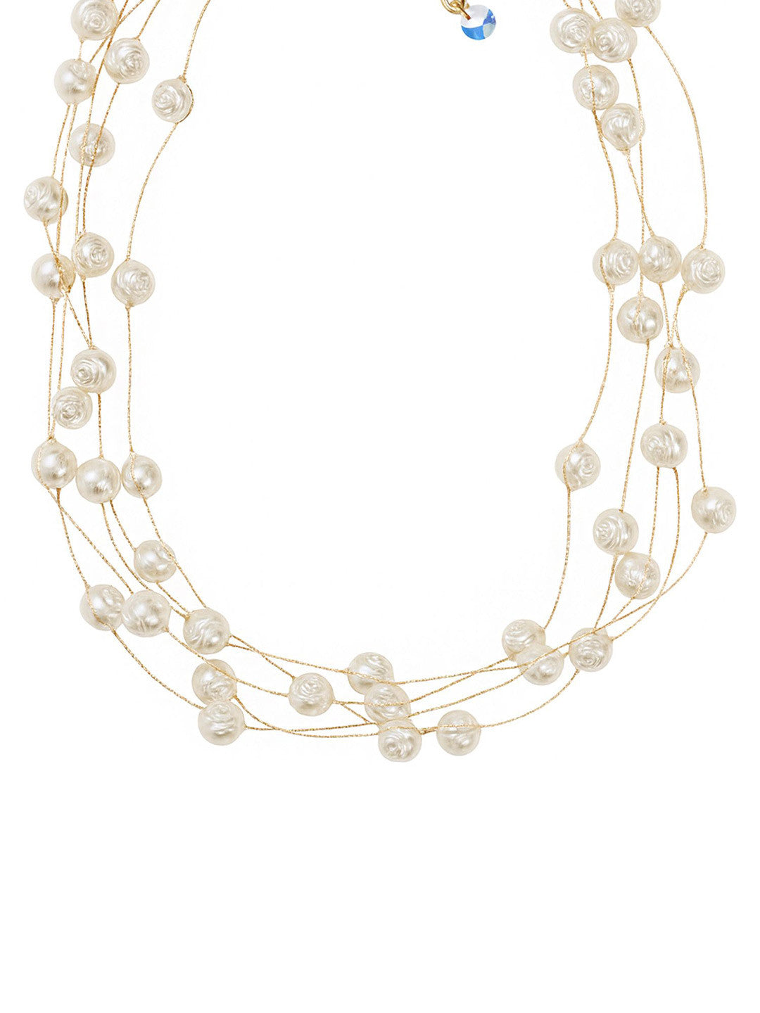Gold-Plated Pearl Beaded Layered Necklace – Fashion Jewellery – Alloy & Pearl – 38.2 cm Length