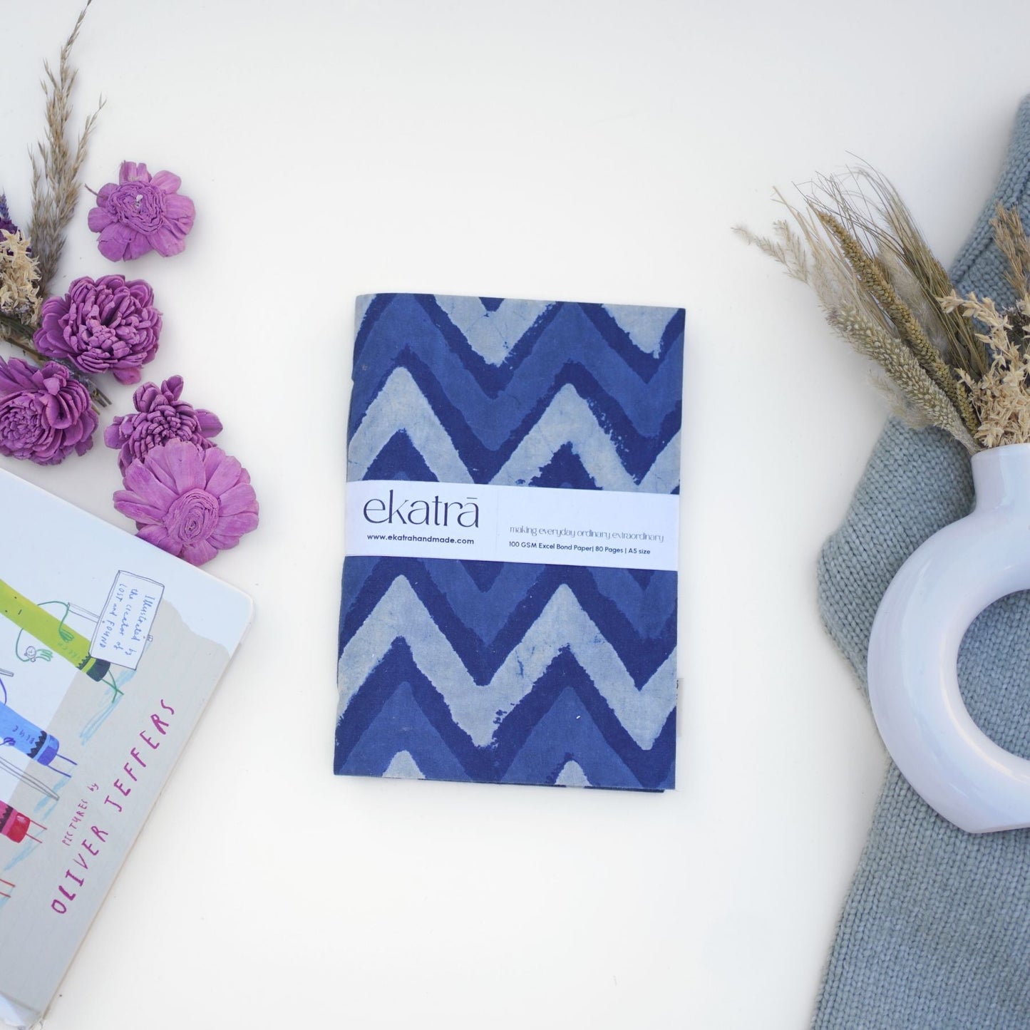 Handcrafted Sustainable A5 Unruled 100 GSM Paper Journal by Ekatra