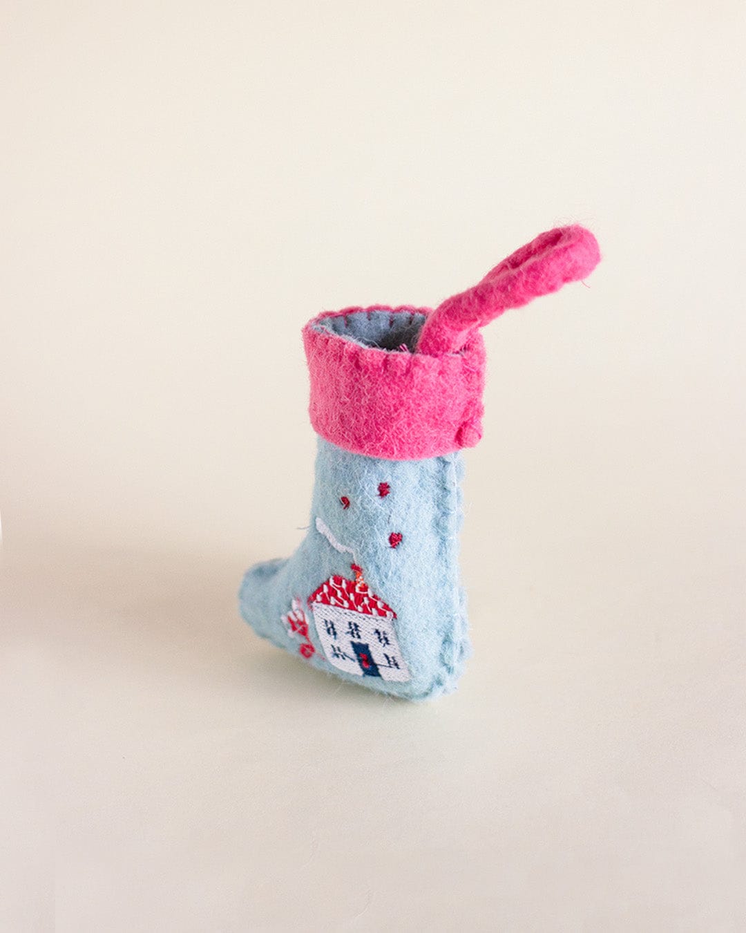 Christmas Ornament | Felt Embroidered Stocking Happy Home