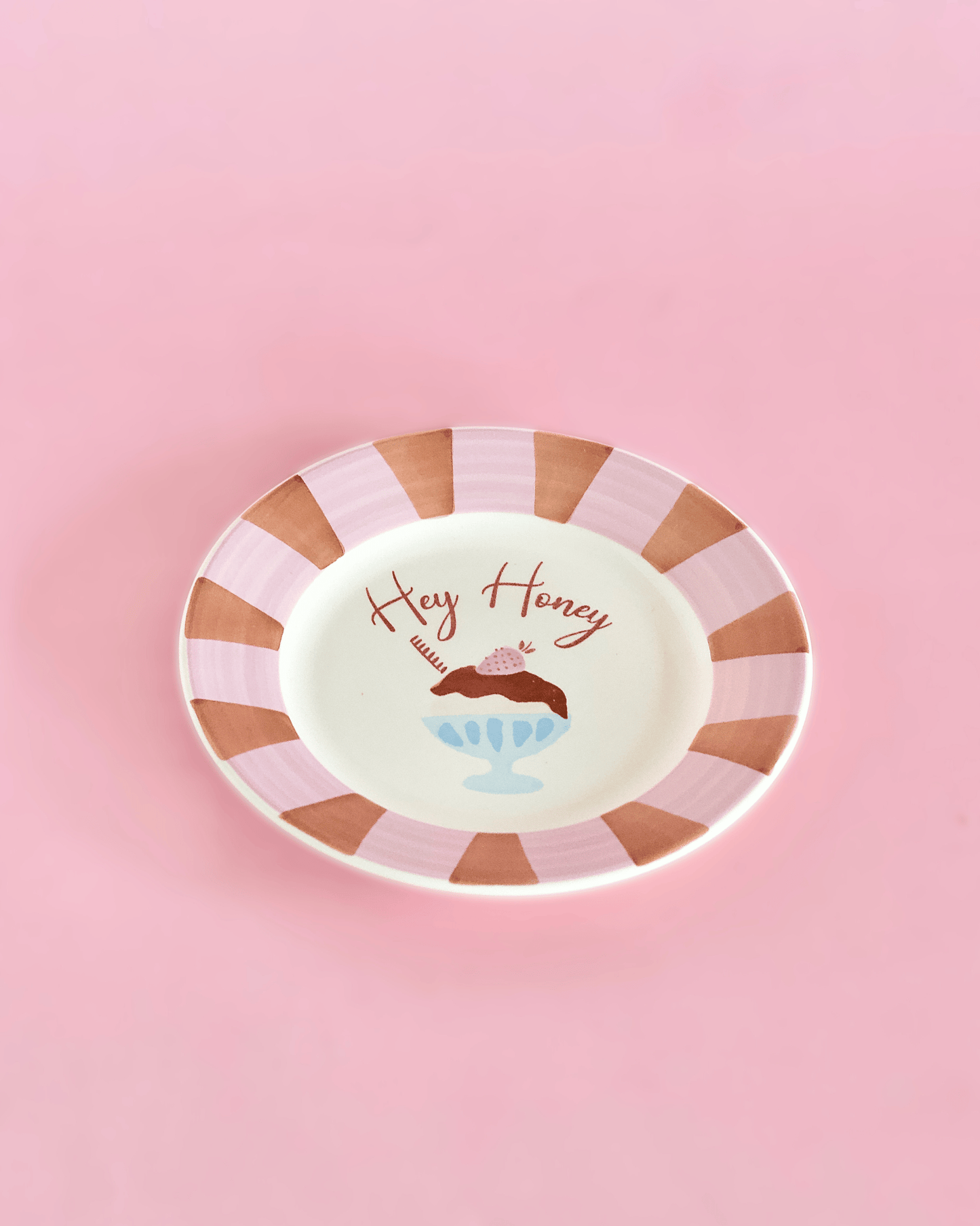 Serving Plate | Handpainted Ceramic Dessert Illustration | 16.5cm