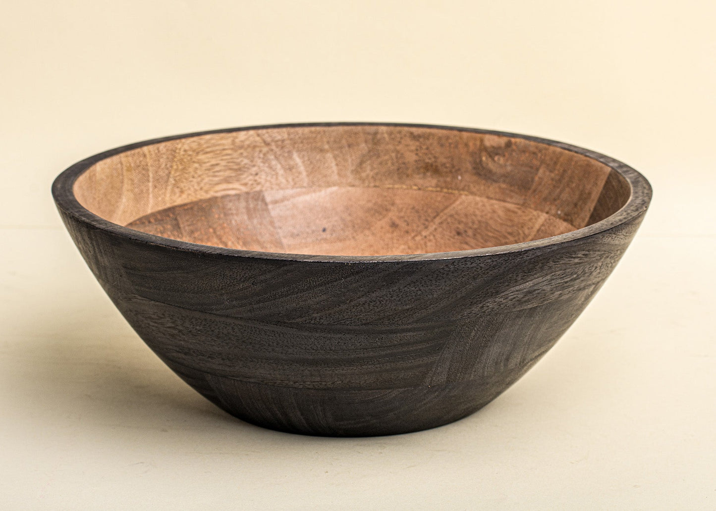 Mango Wood Serving Bowl - Dual Tone Matte Black & Acacia