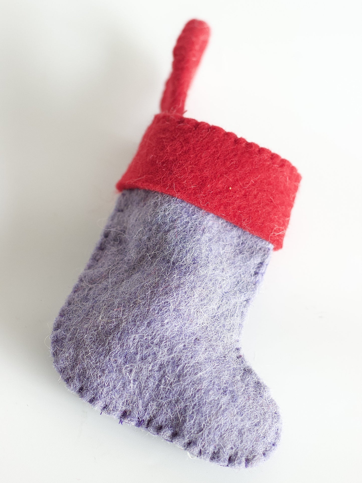 Christmas Ornament | Felt Embroidered Holly Stocking