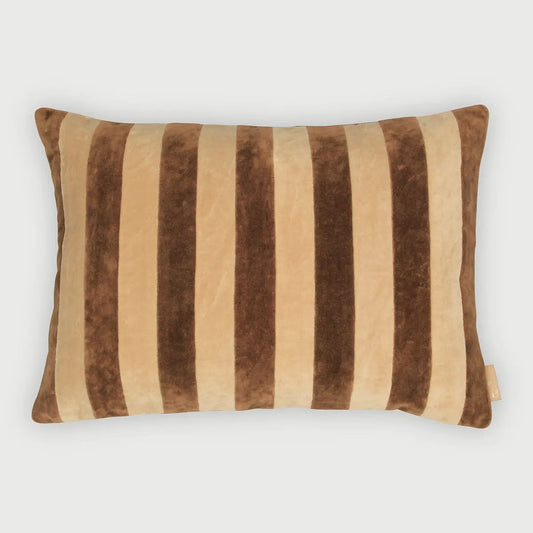 Holly Tan Brown Velvet Stripe Cushion Cover SanctuaryLiving